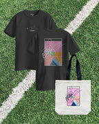 COMBO - Football Abstract Tote Bag & Black Tee