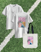 COMBO - Football Abstract Tote Bag & White Tee