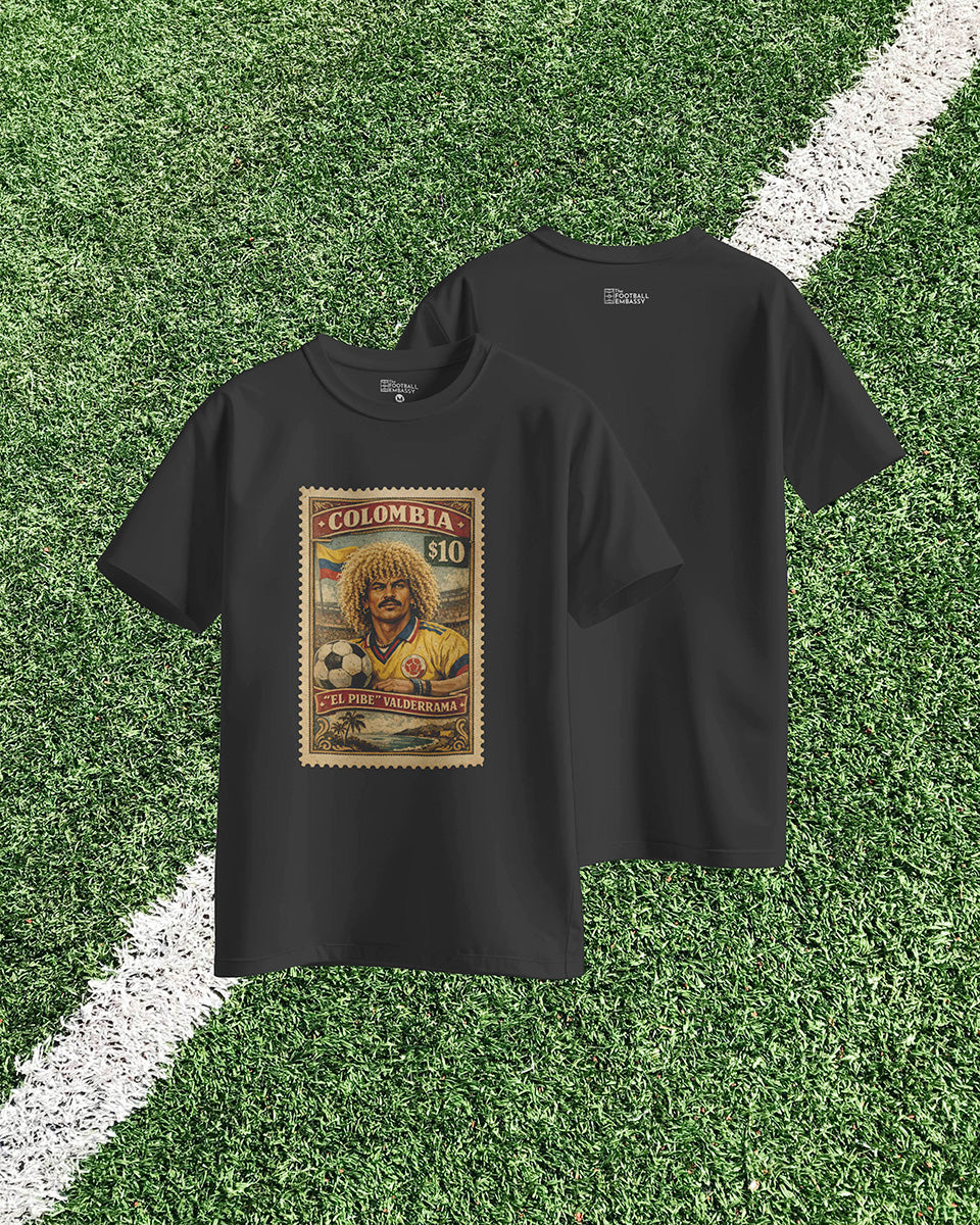 "El Pibe" Valderrama Vintage Stamp T-Shirt | Football Legends
