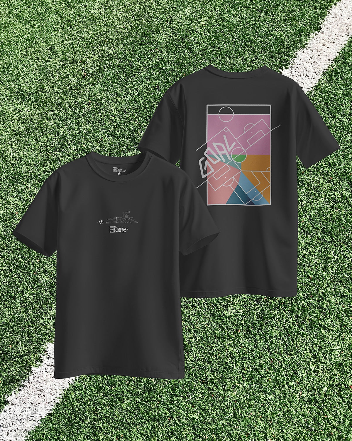 Football Pitch Abstract Black Tee
