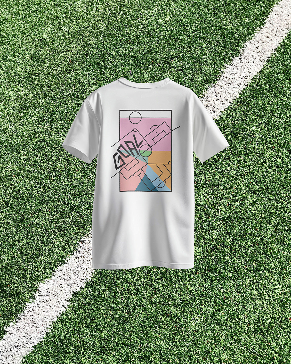 Football Pitch Abstract White Tee