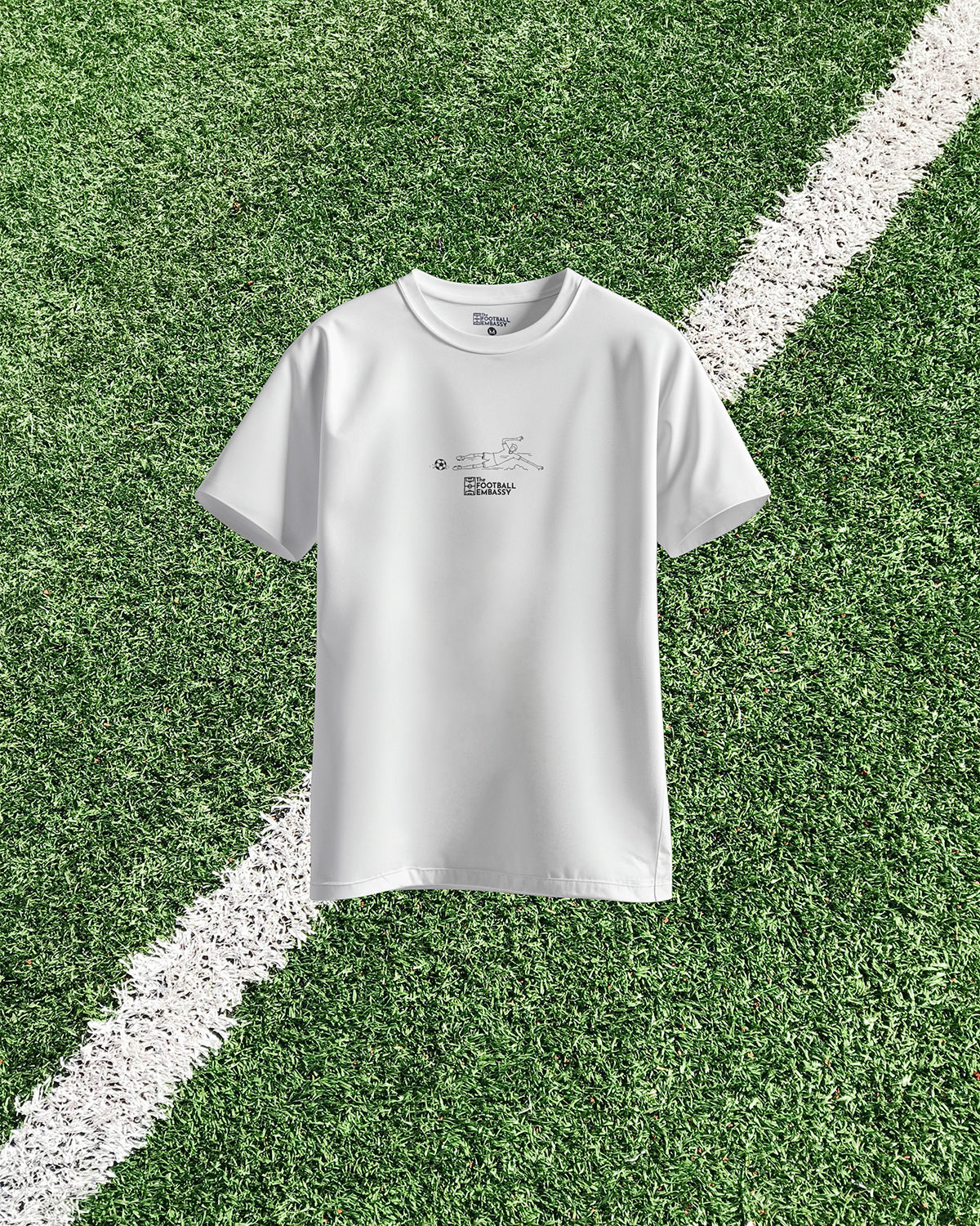 Football Pitch Abstract White Tee