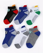 3 Kids Football patterns Socks with Heel Protection