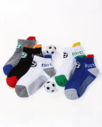 3 Kids Football patterns Socks with Heel Protection