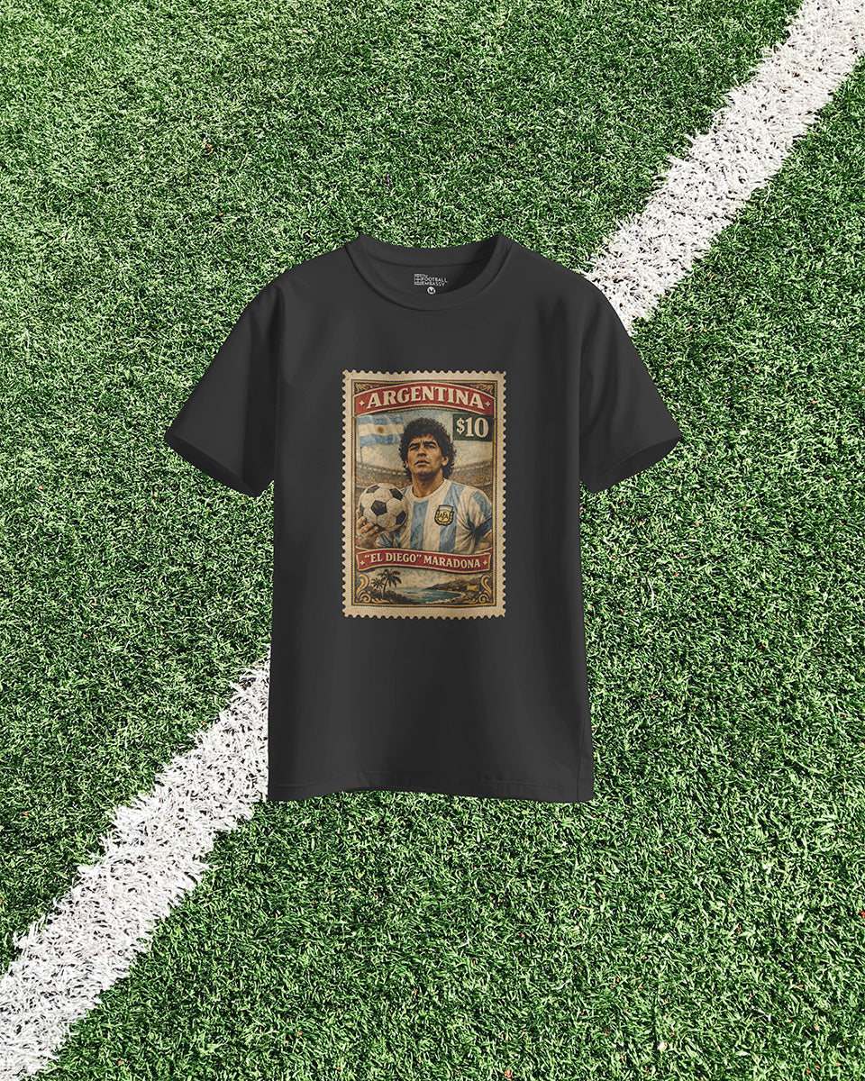 Maradona Vintage Stamp T-Shirt | Football Legends