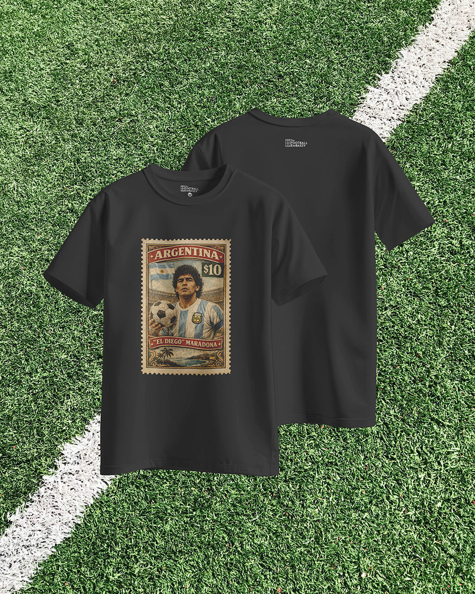 Maradona Vintage Stamp T-Shirt | Football Legends