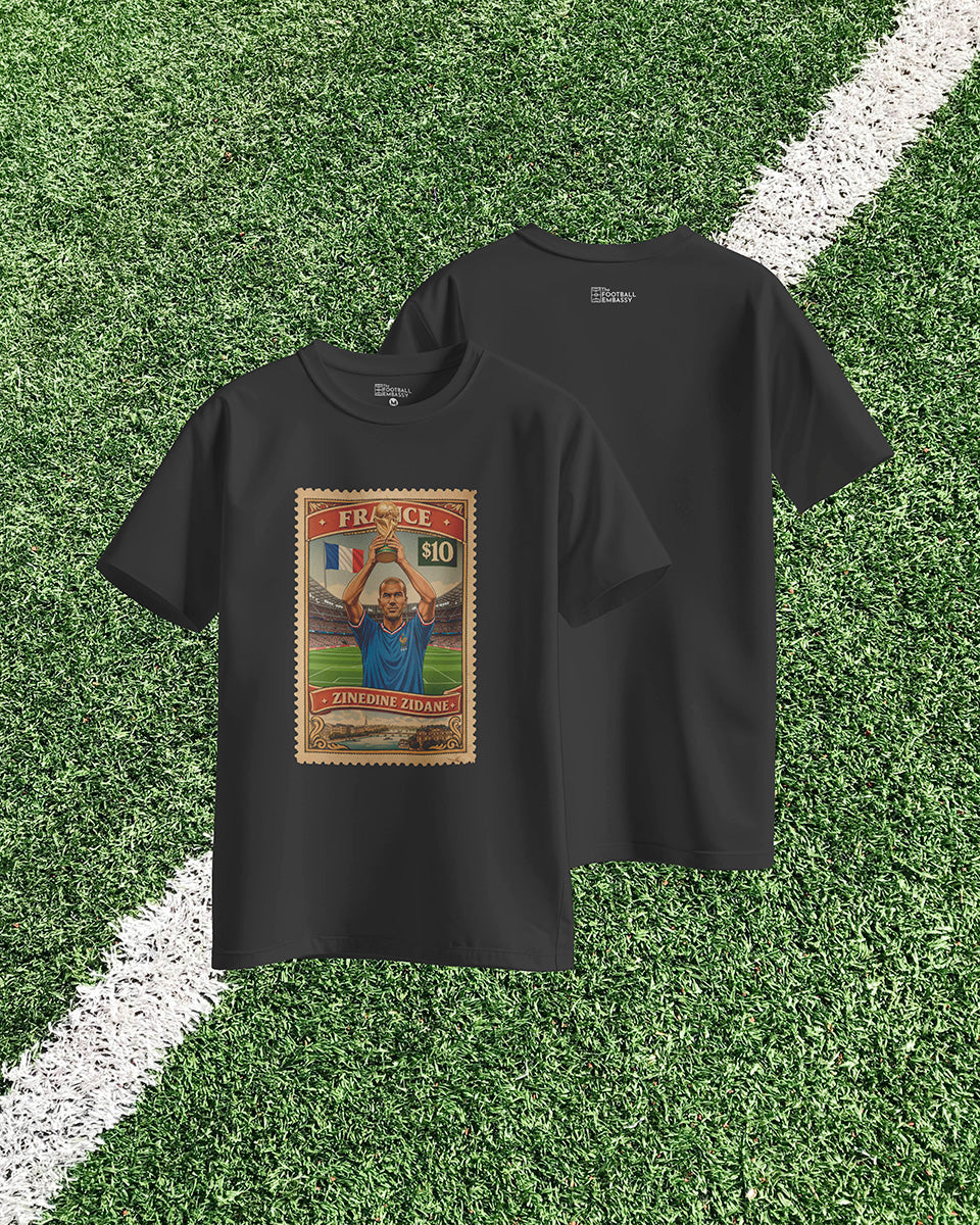 Zidane World Cup Vintage Stamp T-Shirt | Football Legends