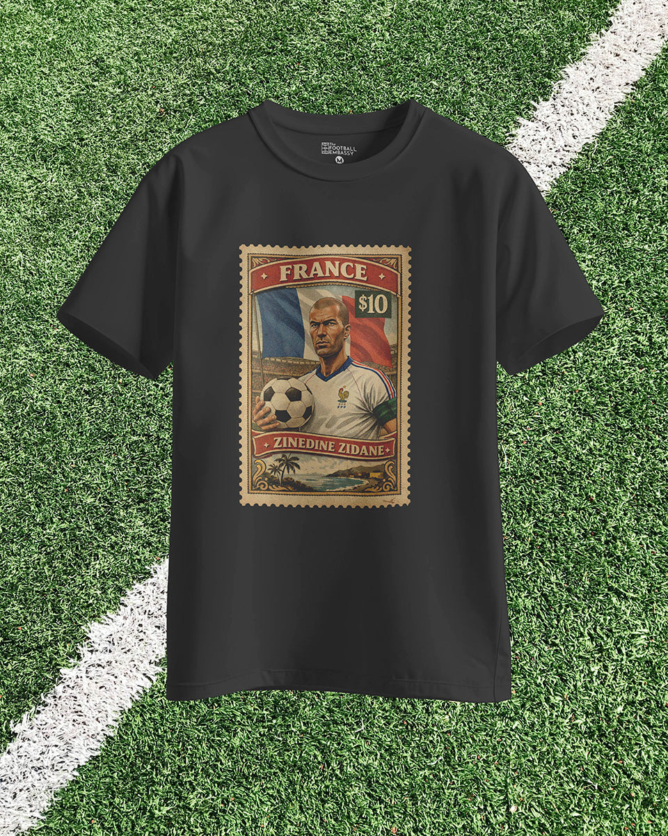 Zidane Vintage Stamp T-Shirt | Football Legends